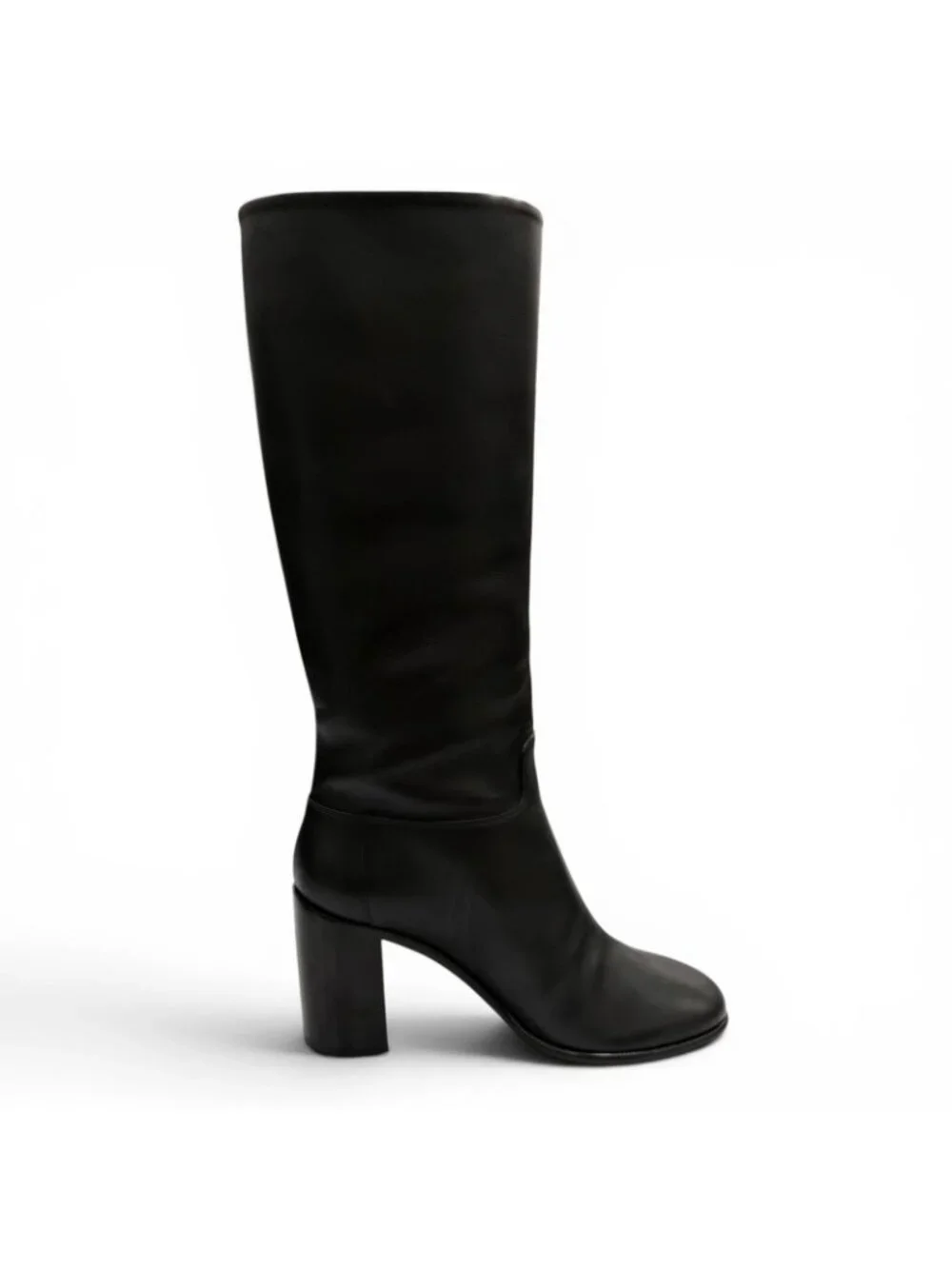 Chanel CC Logo Leather Long Boots Black Gold